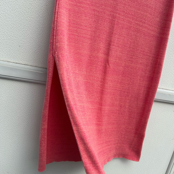 Free People Midi Skirt Golden Hour Women Sz M Pink Ribbed Knit Straight Pull On - Picture 7 of 11
